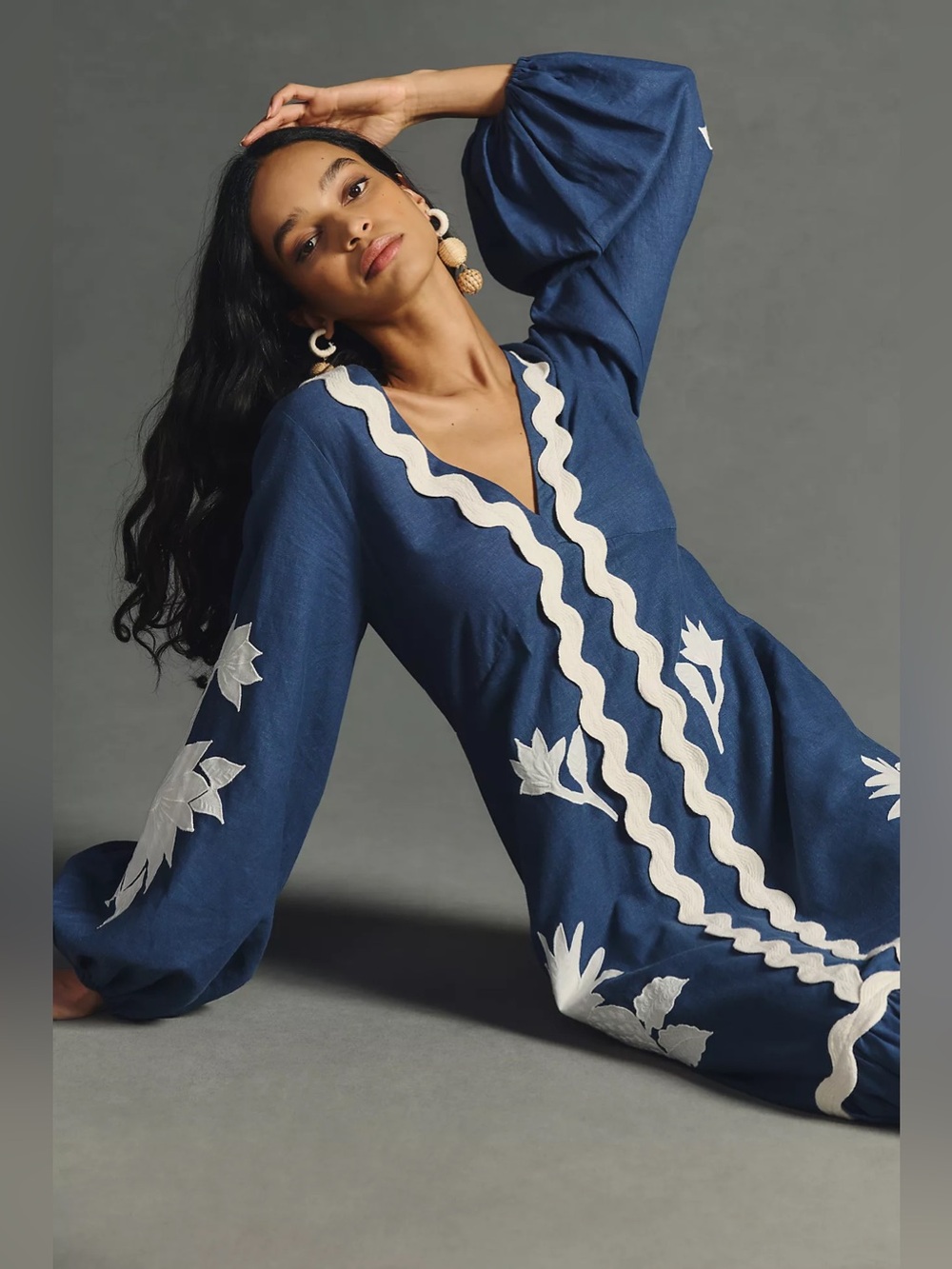 Farm Rio Embroidered Long-Sleeve Dress - Small - Picture 4 of 10